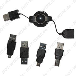 Detailbild zu USB Kabeltrommel / Verlängerung mit 4 Adaptern für alle Handys Detailbild zu USB Kabeltrommel / Verlängerung mit 4 Adaptern für alle Handys