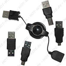 USB Kabeltrommel / Verlängerung mit 4 Adaptern für alle Handys USB Kabeltrommel / Verlängerung mit 4 Adaptern für alle Handys