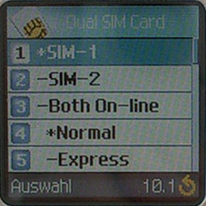Dual-SIM-Menü digital Samsung